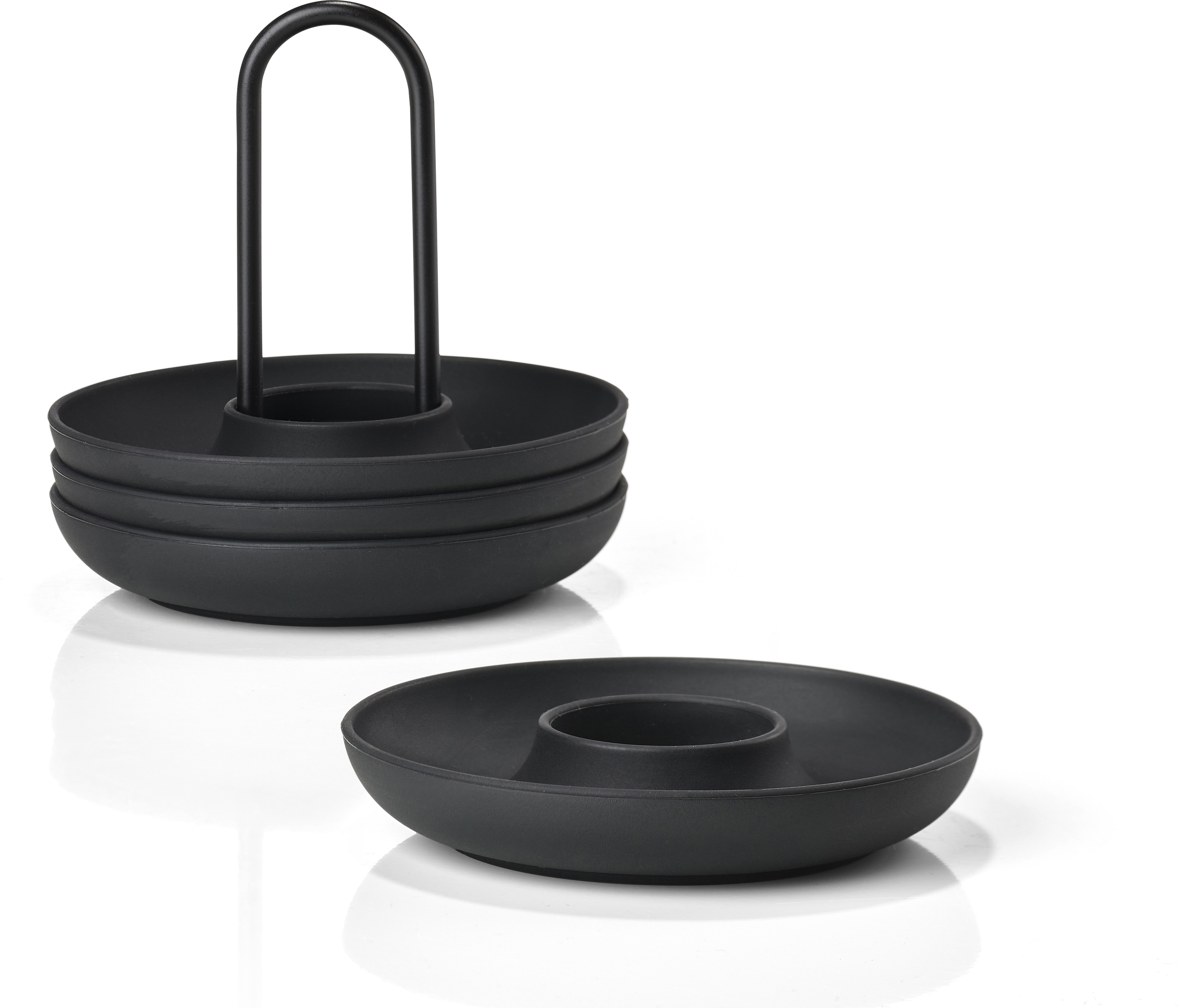 Kieliszki do jajek Zone czarne na stojaku 4 szt.