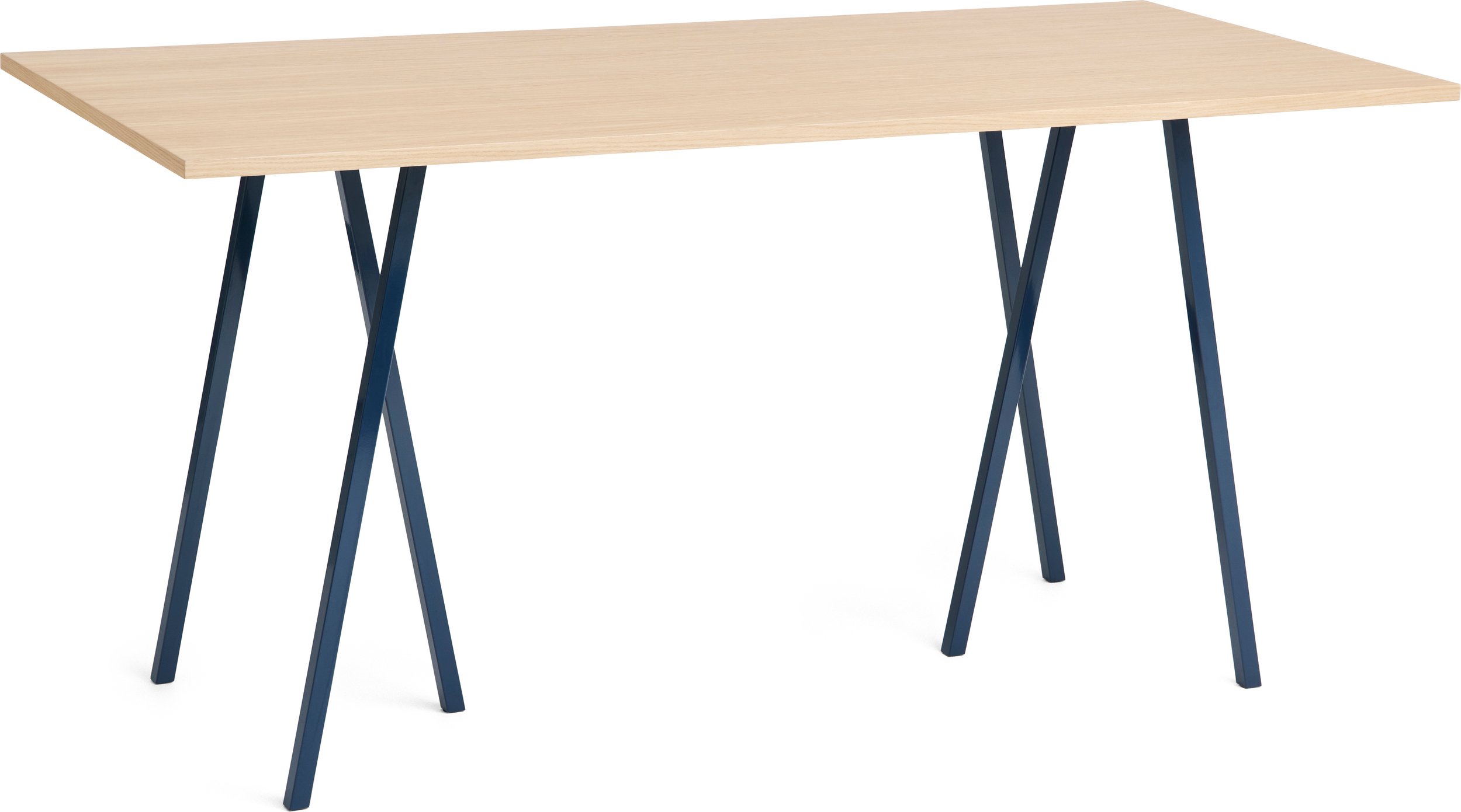 Stół Loop Stand wysoki 200 cm wzmocniony blat dąb lakierowany nogi granatowe