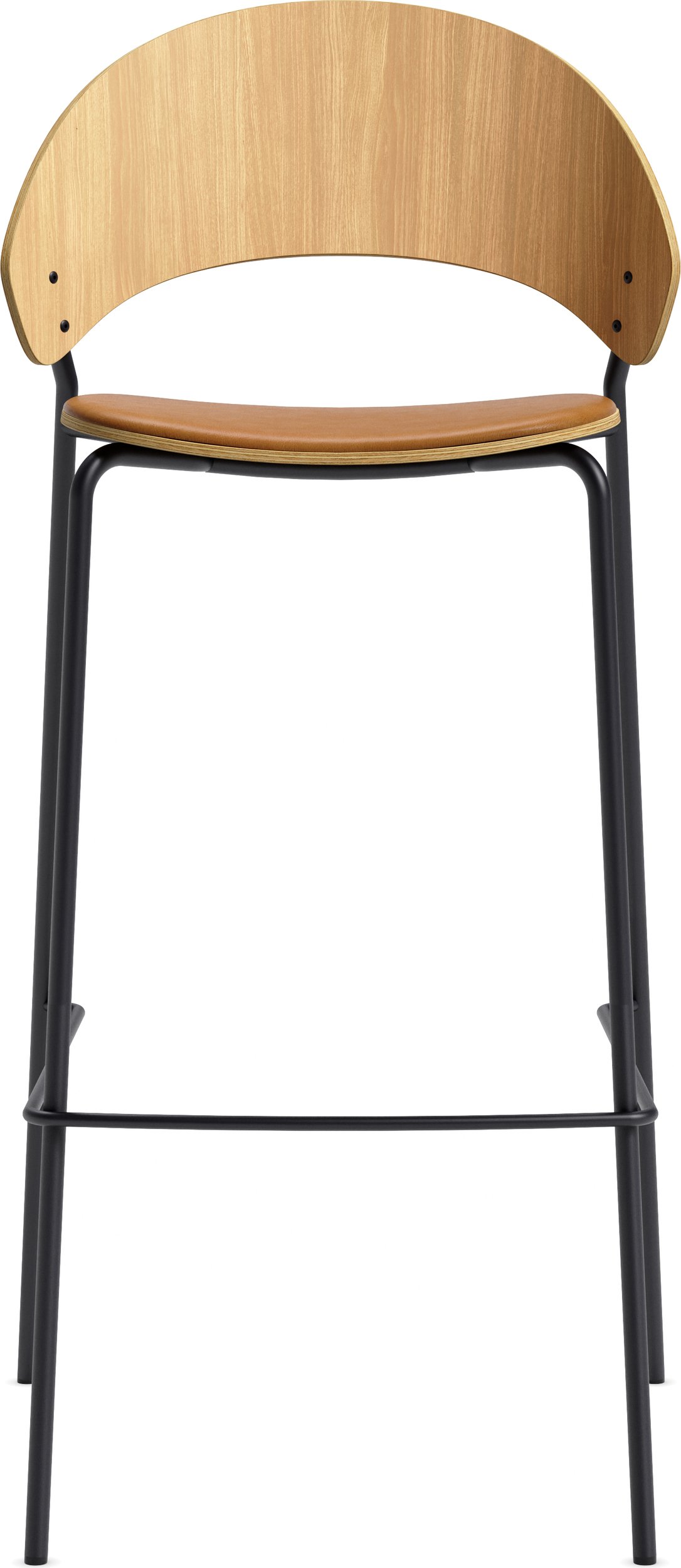 Stołek barowy Dosina 75 cm jasny dąb siedzisko tapicerowane