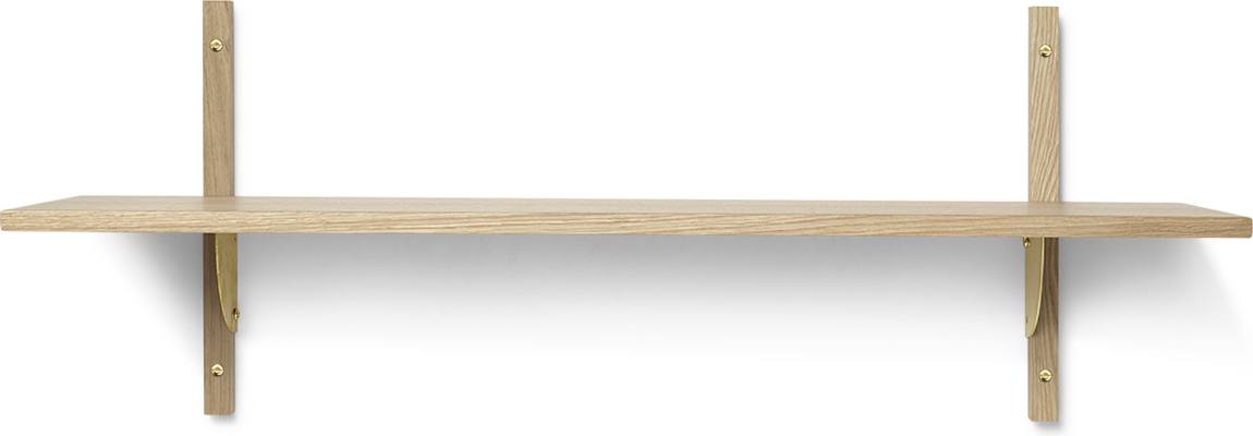 Półka Sector pojedyncza 87 cm jasny dąb z mosiężnym mocowaniem