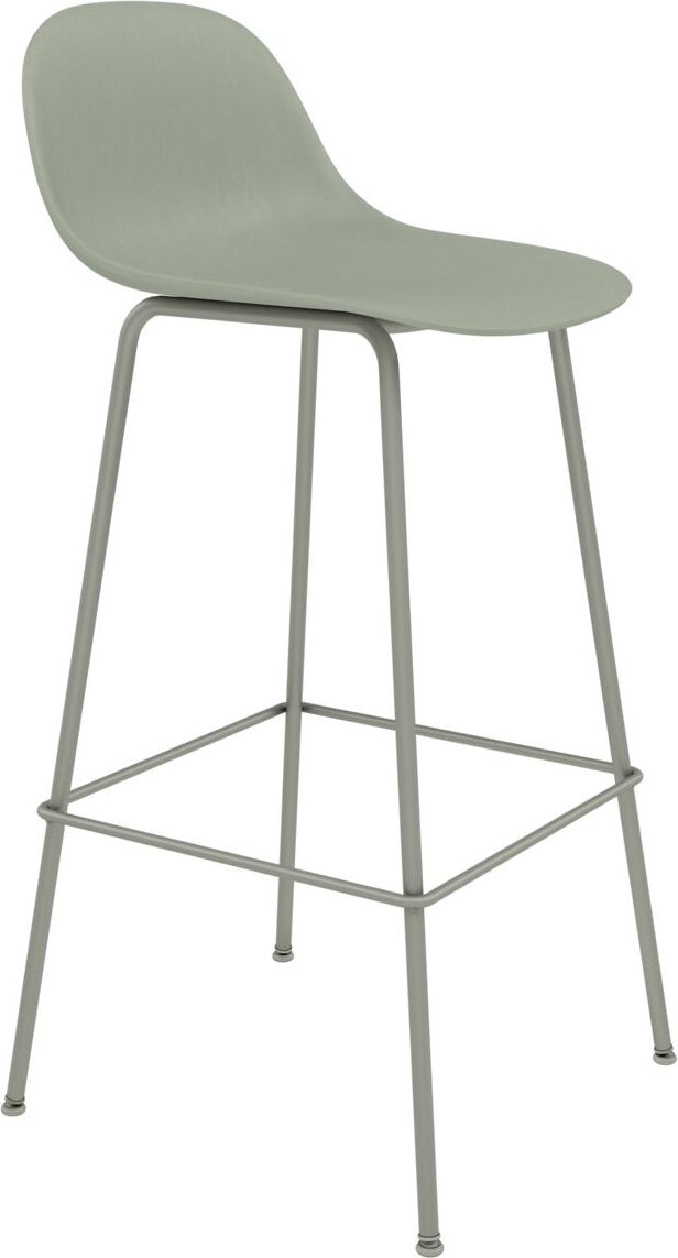 Stołek barowy Fiber Tube 75 cm szarozielony z oparciem