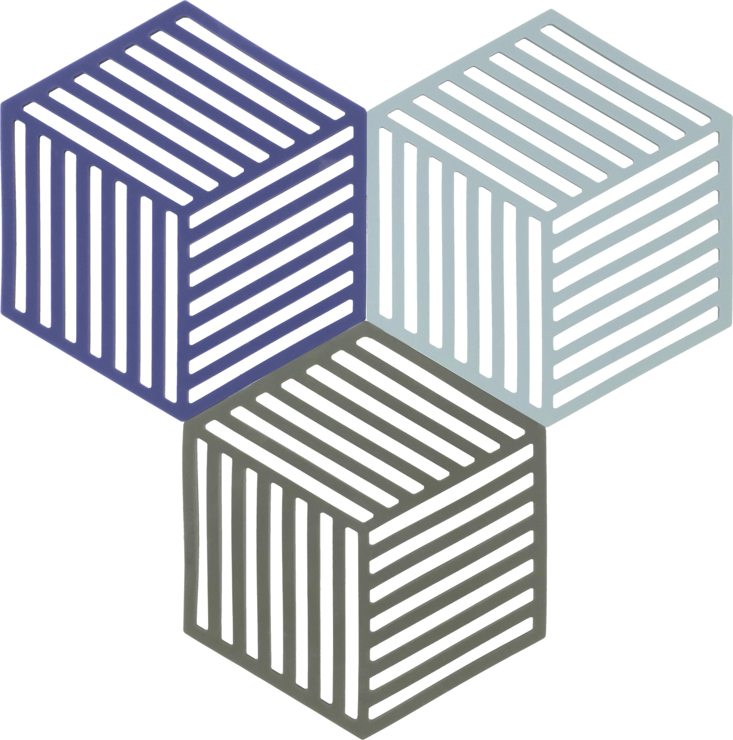 Podstawki pod gorące naczynia Hexagon niebiesko-zielone 3 szt.
