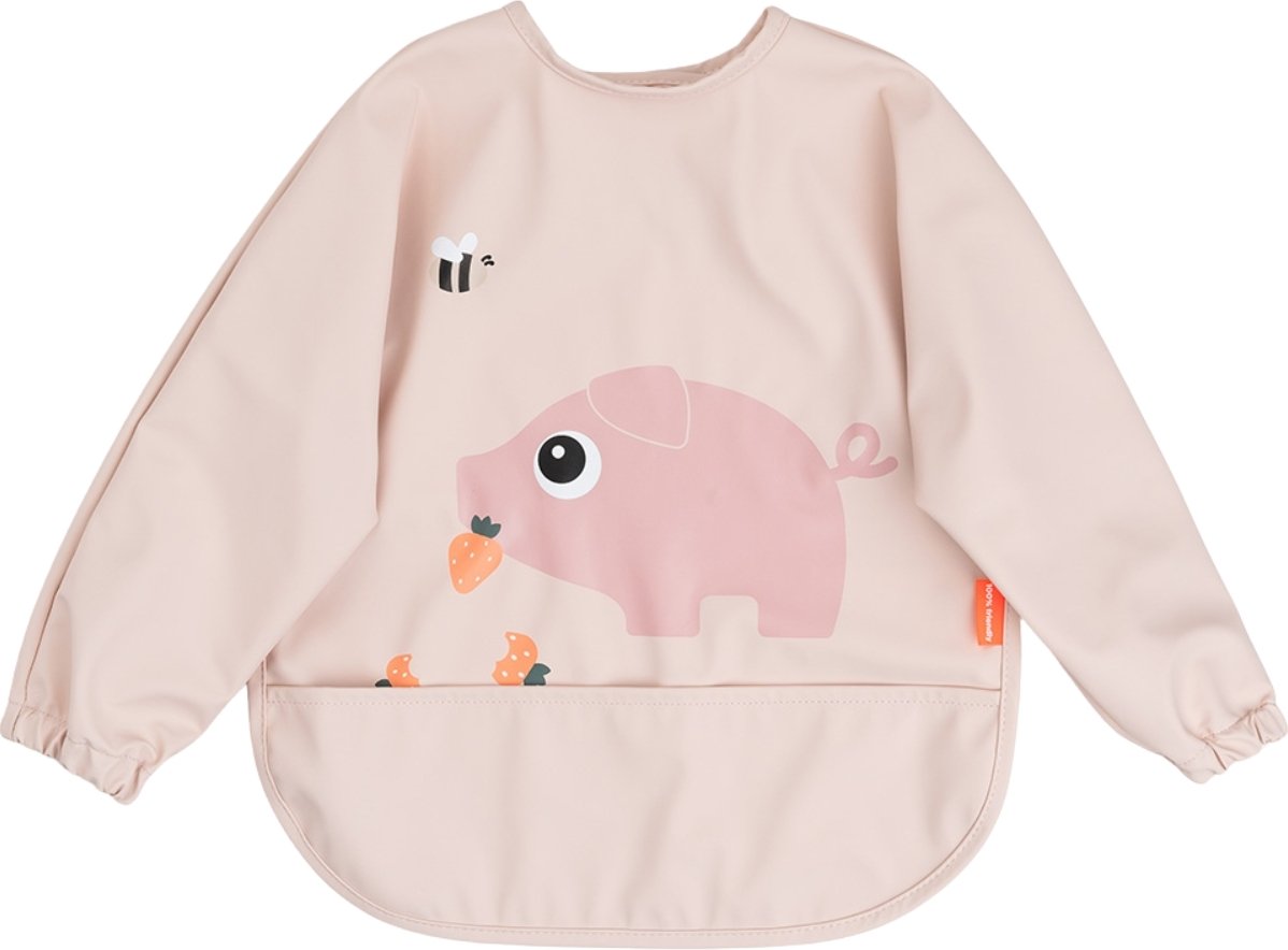 Śliniak z rękawami Tiny Farm 6-18 m pudrowy róż