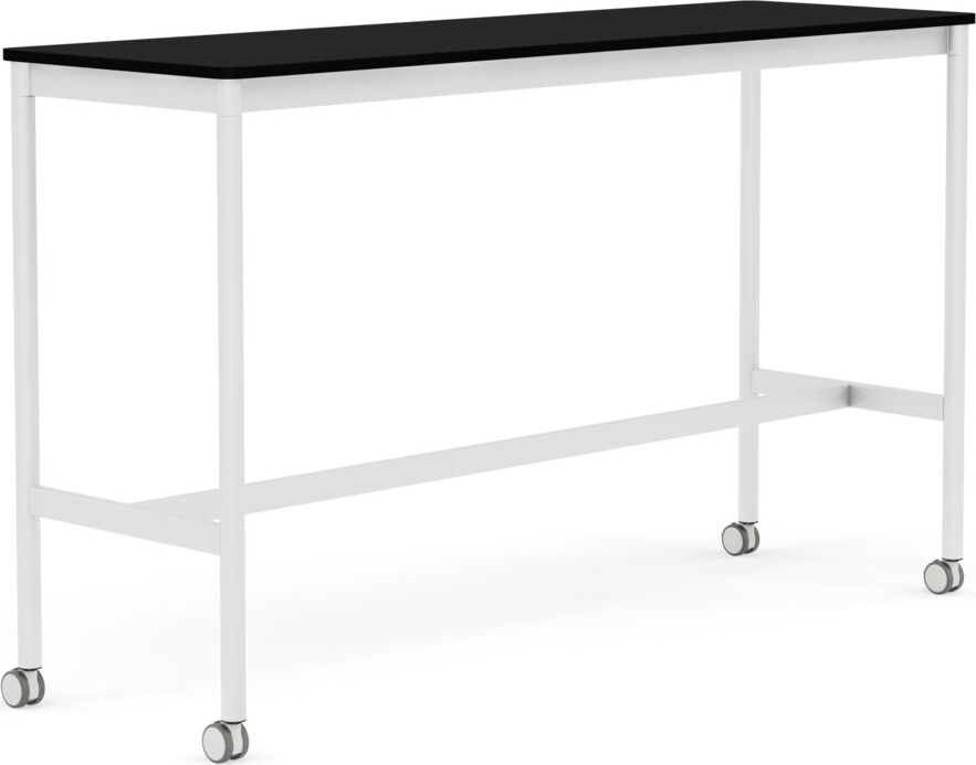 Stół na kółkach Base 50 x 160 x 95 cm czarny laminowany ABS nogi białe