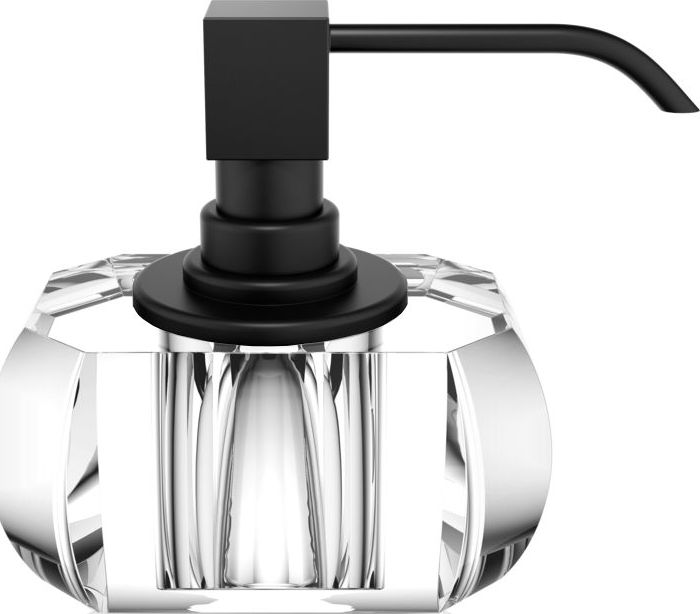 Dozownik do mydła Kristall transparentny z pompką czarny mat