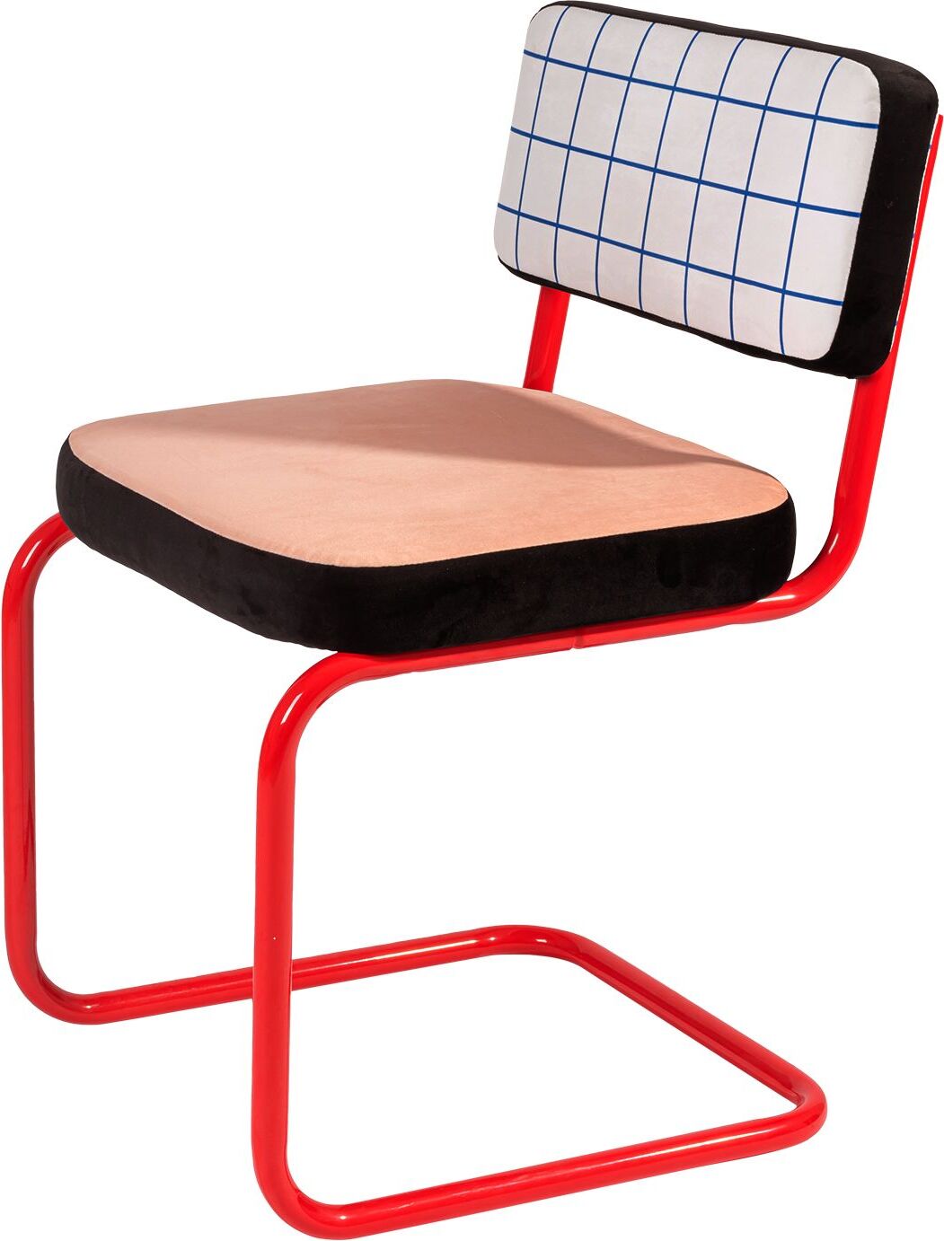 Krzesło Seletti Superchair w kratkę z czerwoną ramą