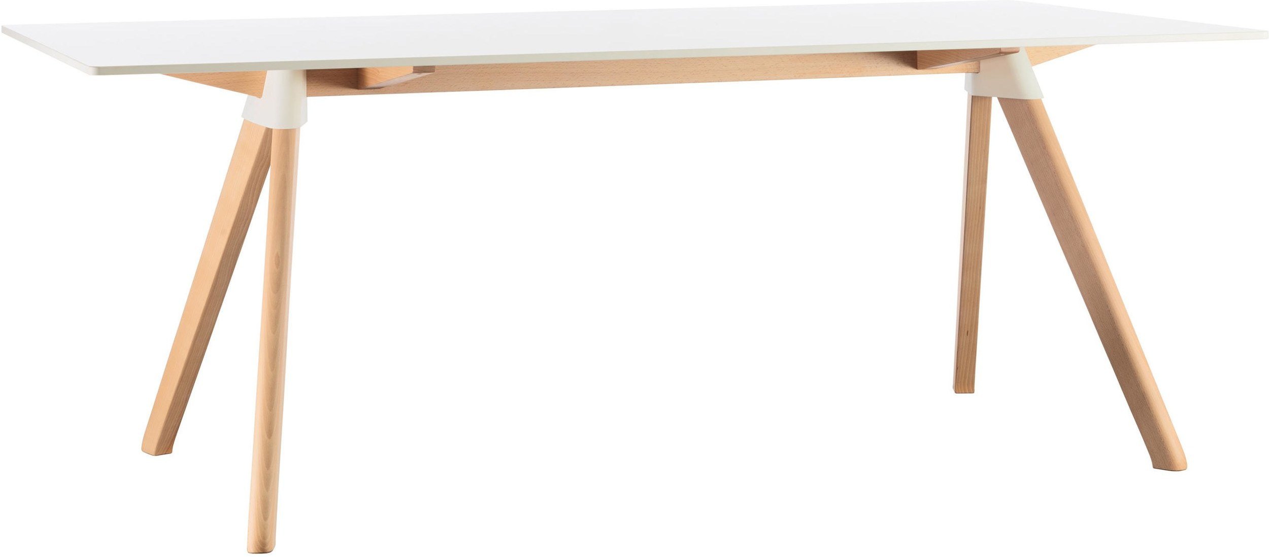 Stół Butch 180 x 90 rama w kolorze drewna blat biały