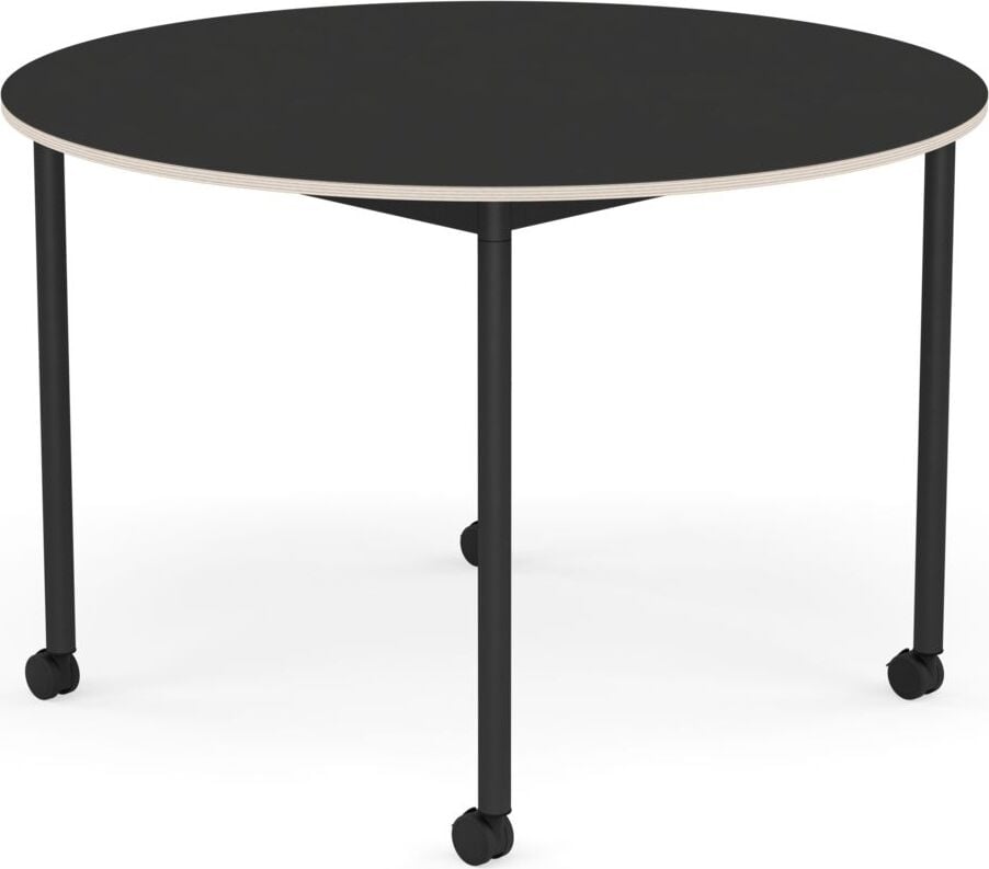 Stół na kółkach Base okrągły 110 cm czarny nanolaminat nogi czarne
