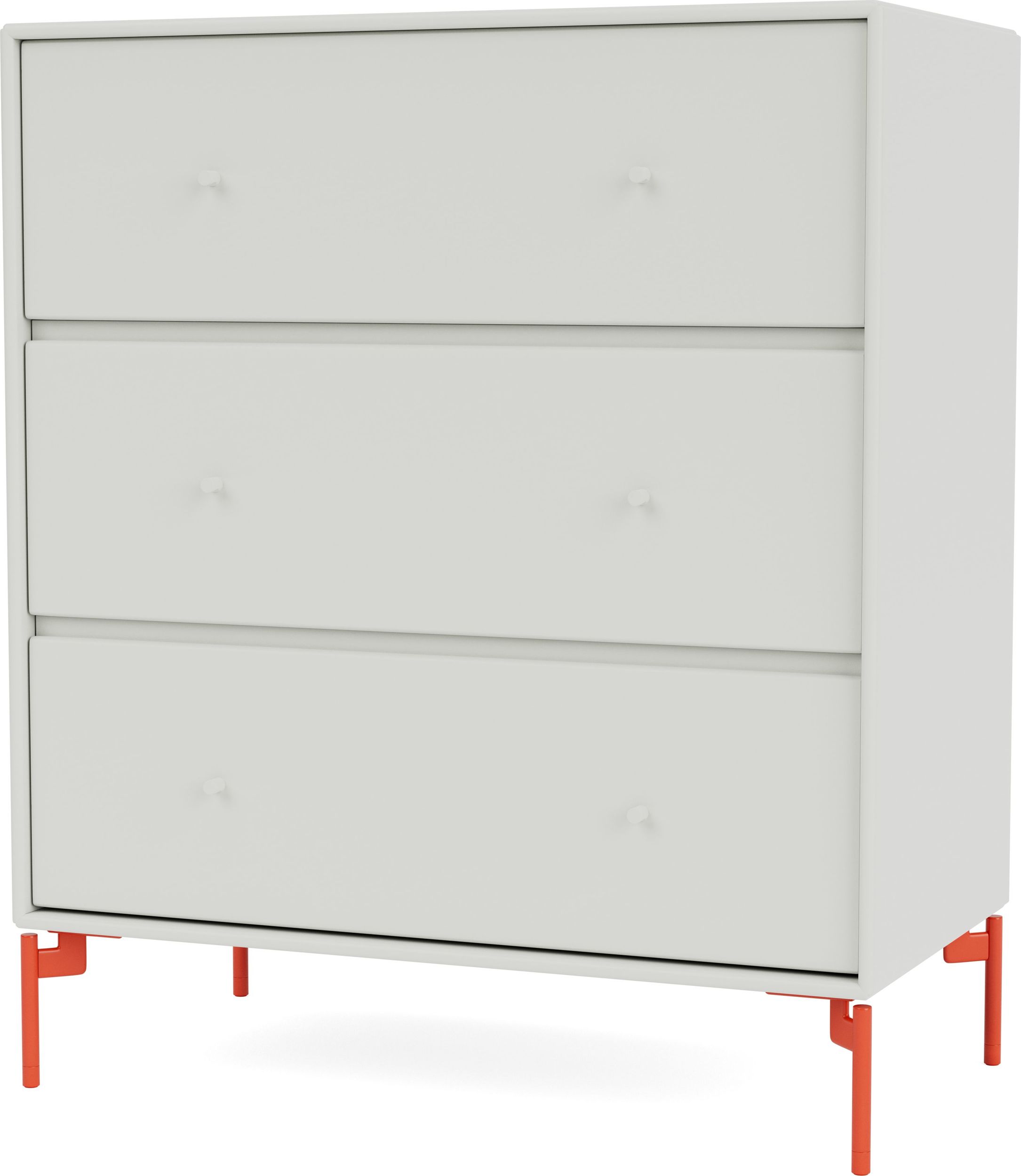 Komoda Carry jasnoszara na czerwonych nogach