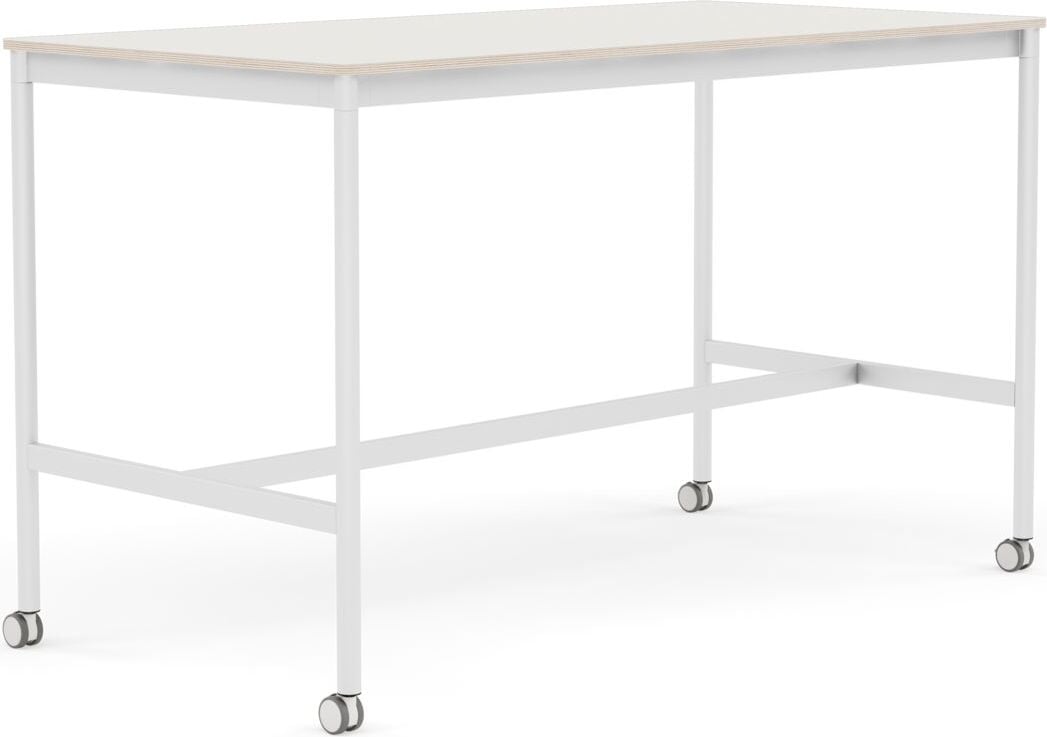 Stół na kółkach Base 80 x 160 x 95 cm biały nanolaminat nogi białe