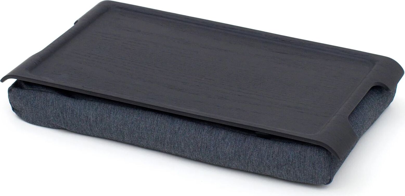 Taca Mini Laptray czarny mat wierzbowa z antypoślizgową powłoką z szarą poduszką