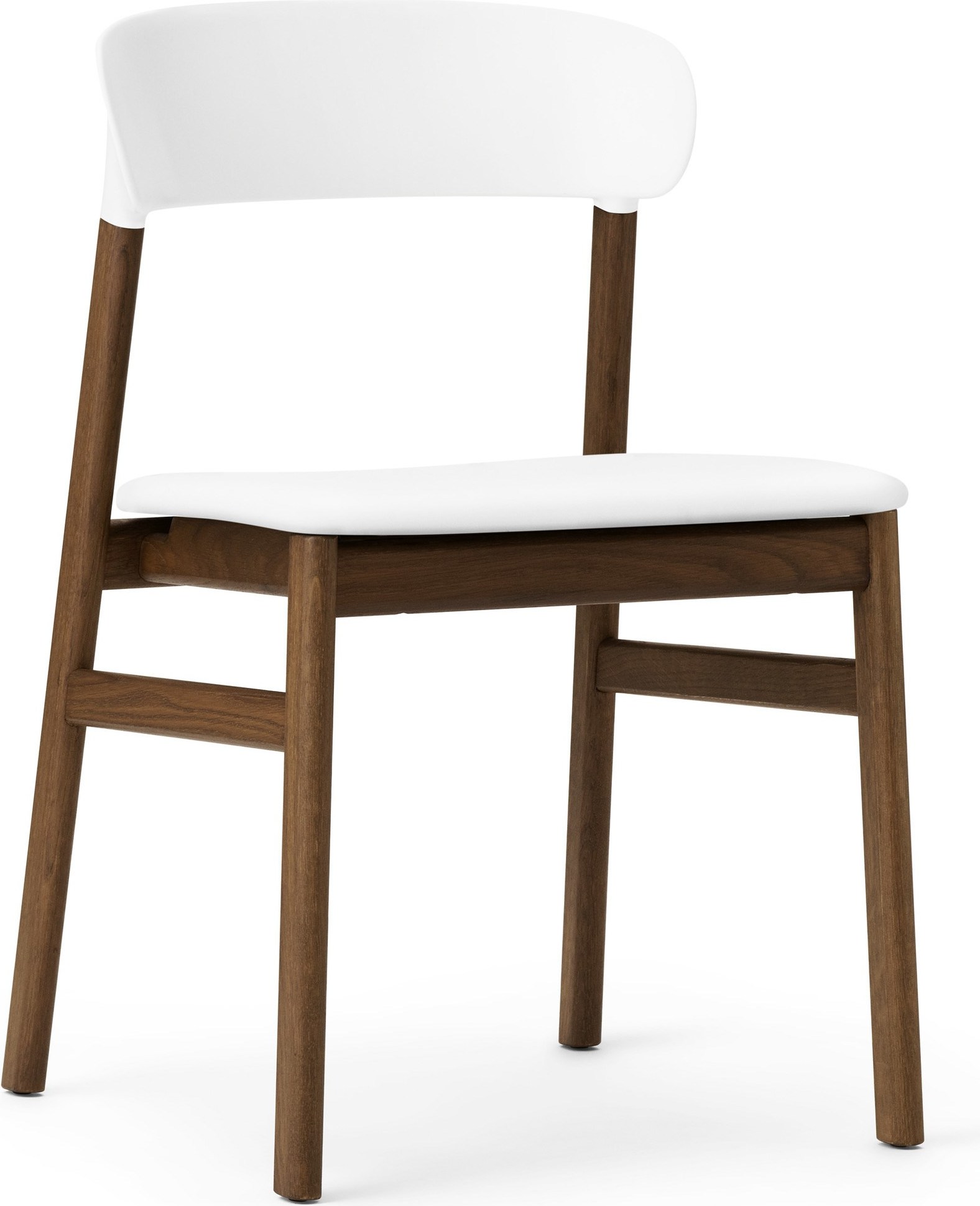 Krzesło Herit ciemny dąb siedzisko skórzane białe