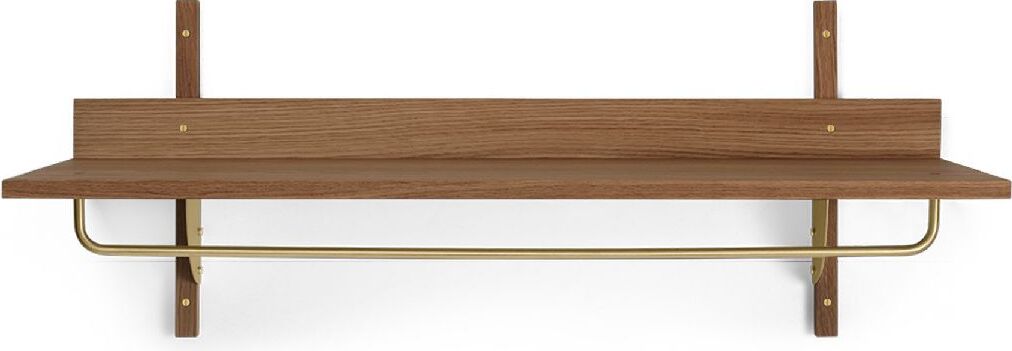 Półka Sector ciemny dąb z mosiężnym wieszakiem