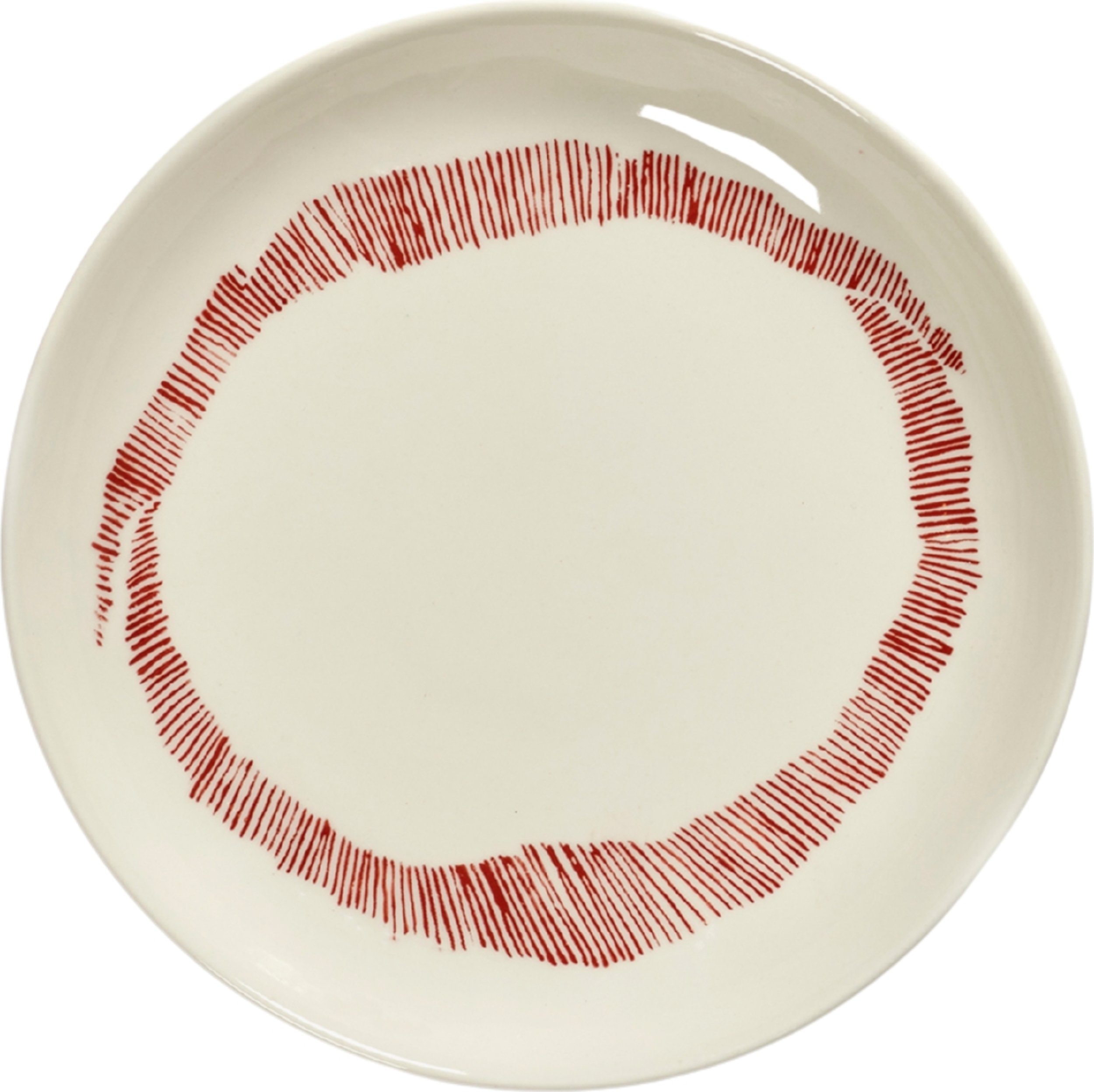 Talerz deserowy Feast 16 cm biało-czerwony