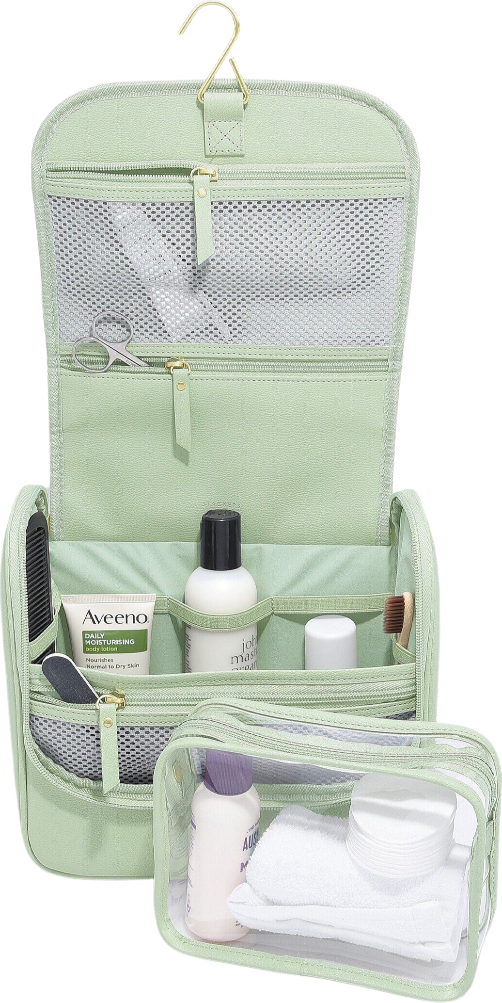 Kosmetyczka podróżna do zawieszenia Stackers zieleń szałwiowa
