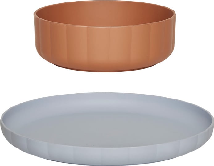 Naczynia dziecięce Pullo niebieskie i brązowe 2 el.