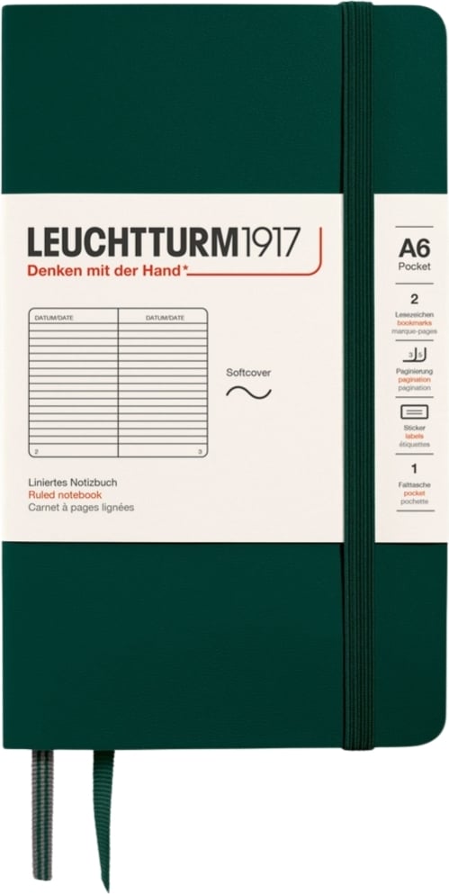 Notes w linię w miękkiej oprawie Leuchtturm 1917 A6 123 strony leśna zieleń 80 g/m²