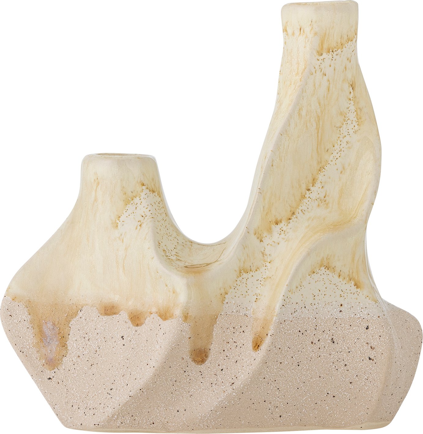 Świecznik na klasyczną świecę Wavy beżowy podwójny