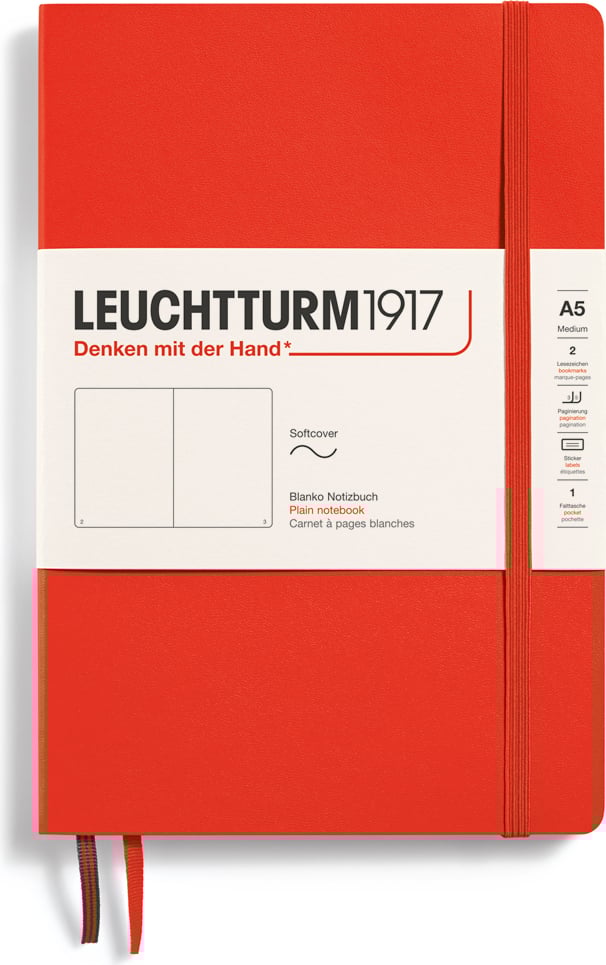 Notes gładki w miękkiej oprawie Leuchtturm 1917 A5 123 strony czerwony 80 g/m²