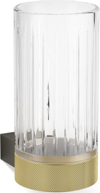 Kubek na szczoteczki do zębów Club karbowany ciemny metal mat-złoty ścienny