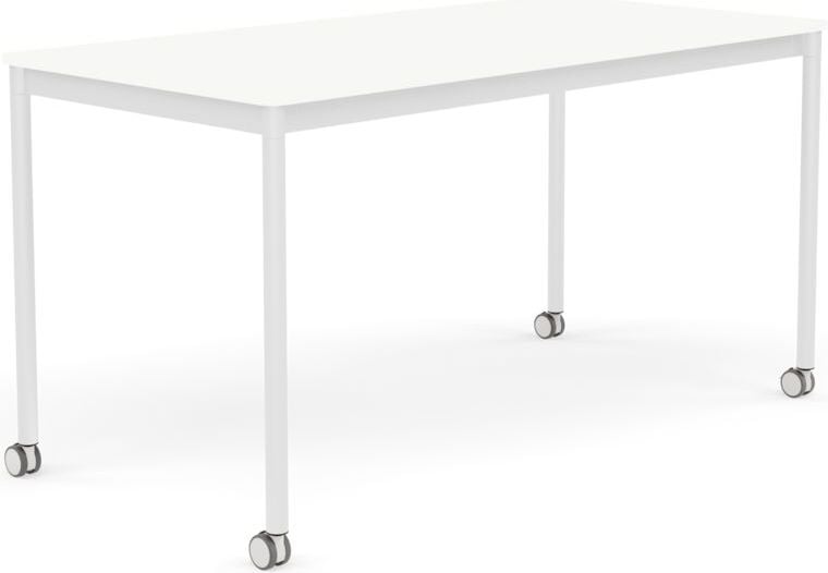 Stół na kółkach Base 70 x 140 cm biały laminowany ABS nogi białe