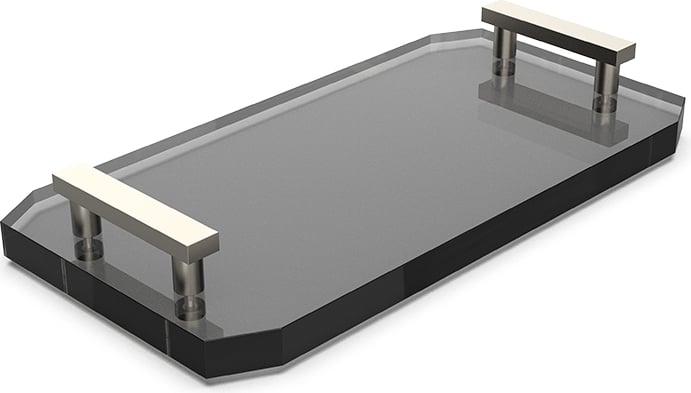 Taca łazienkowa Kristall antracytowa z niklowanymi uchwytami