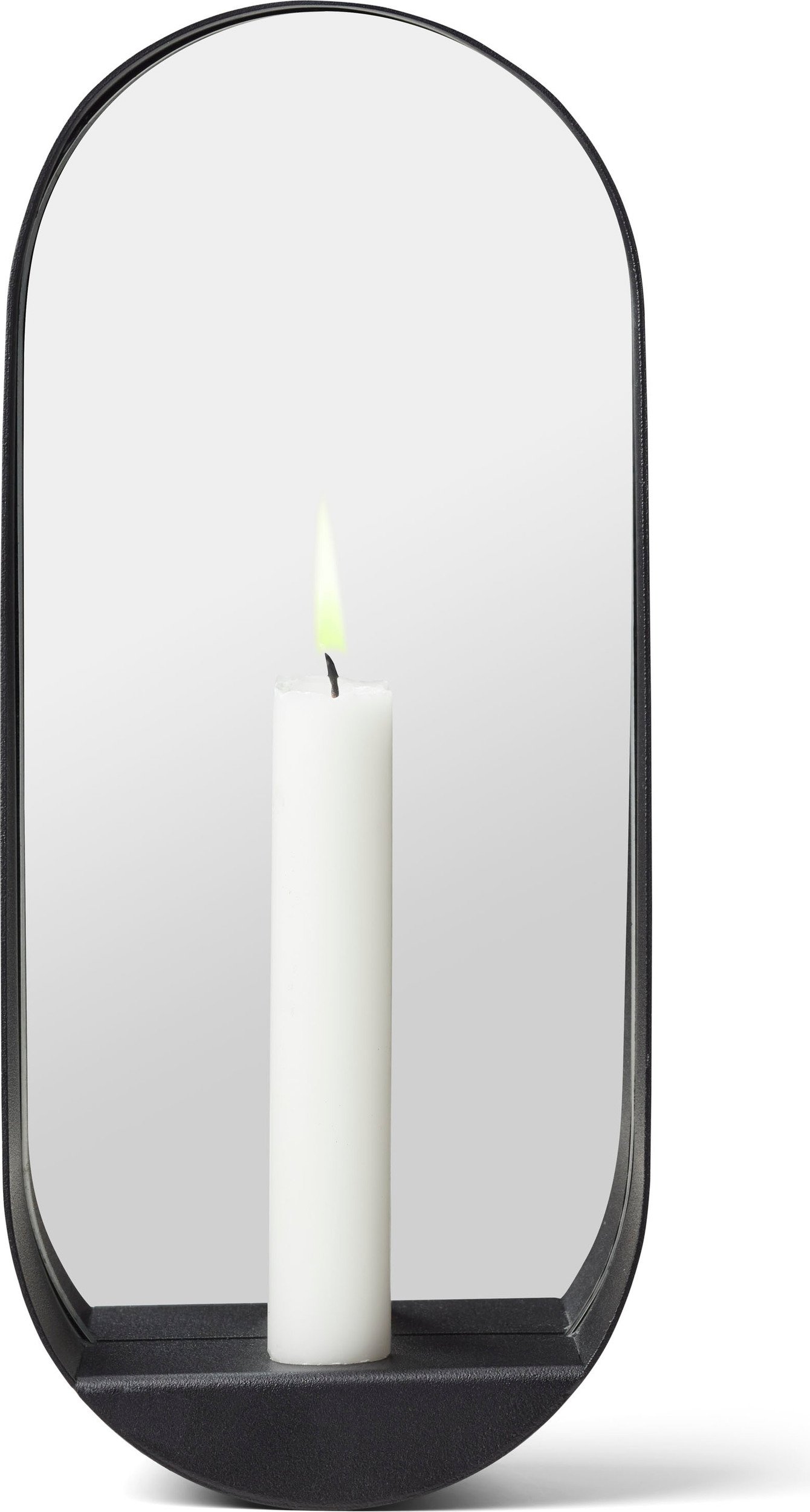 Lustro ze świecznikiem na klasyczną świecę Glim owalne 28 cm czarne