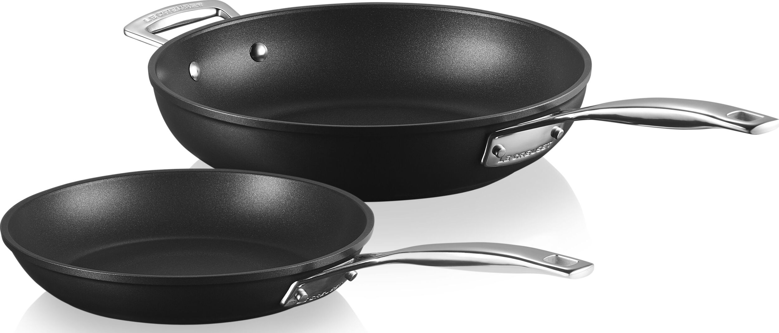 Patelnie Le Creuset głębokie 24 cm + 28 cm aluminium nieprzywierające 2 szt.