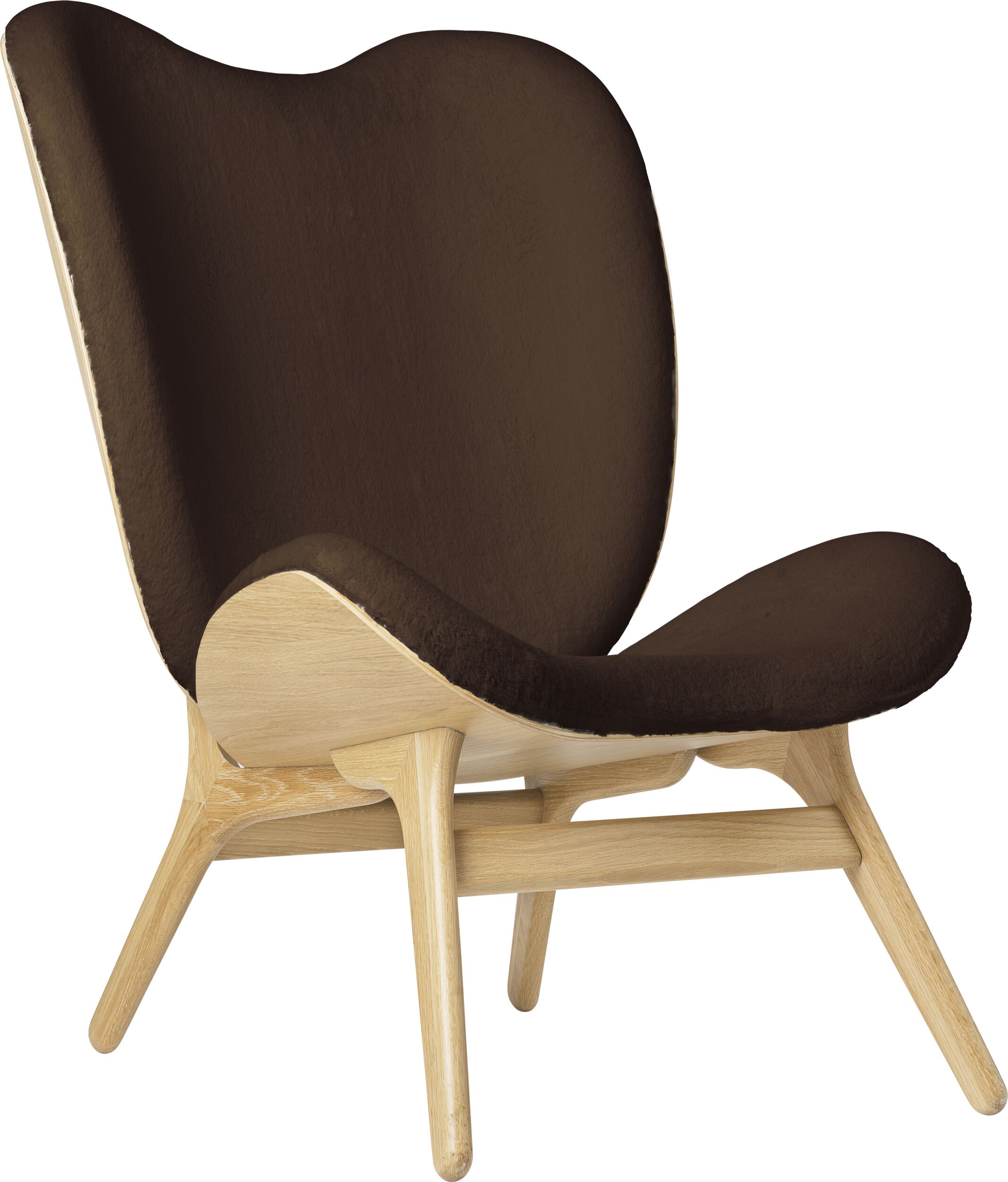 Fotel Conversation Piece Teddy 106 cm brązowy na dębowych nogach