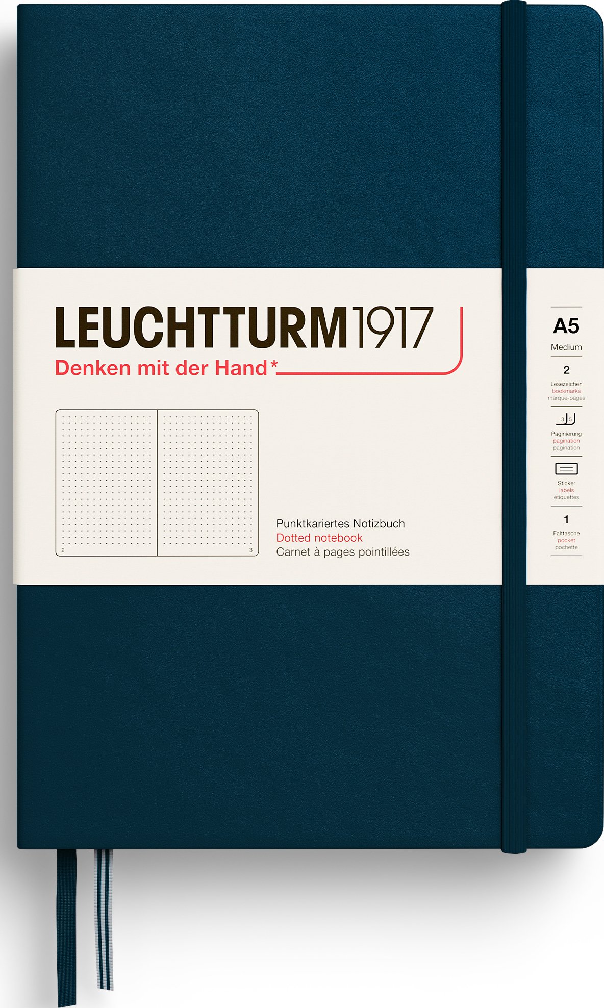 Notes w kropki w twardej oprawie Leuchtturm 1917 A5 251 stron ciemnoturkusowy 80 g/m²