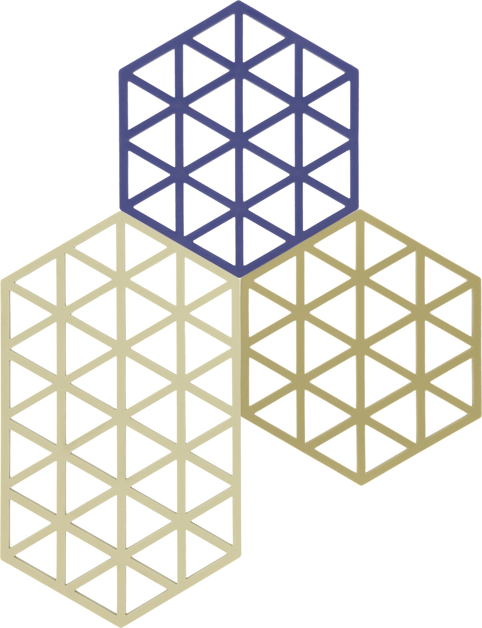 Podstawki pod gorące naczynia Triangles beżowo-niebieskie 3 szt.