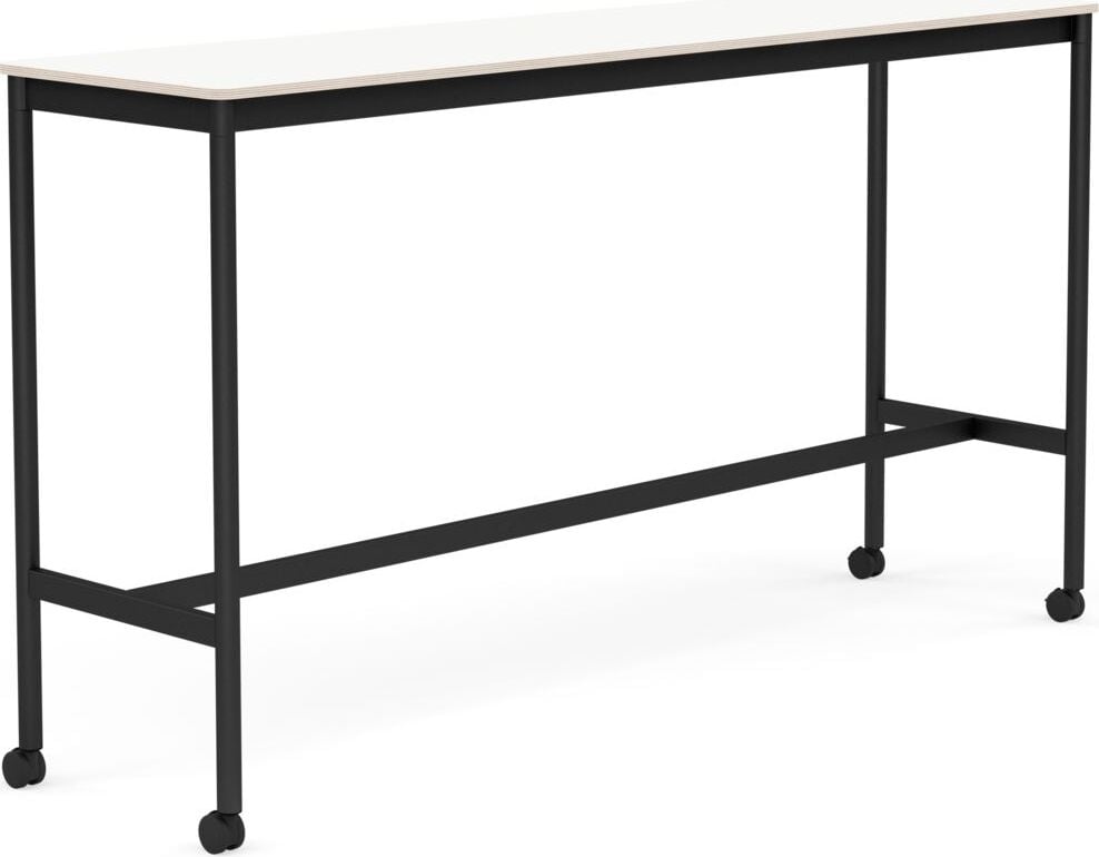 Stół na kółkach Base 50 x 190 x 105 cm biały laminowany nogi czarne