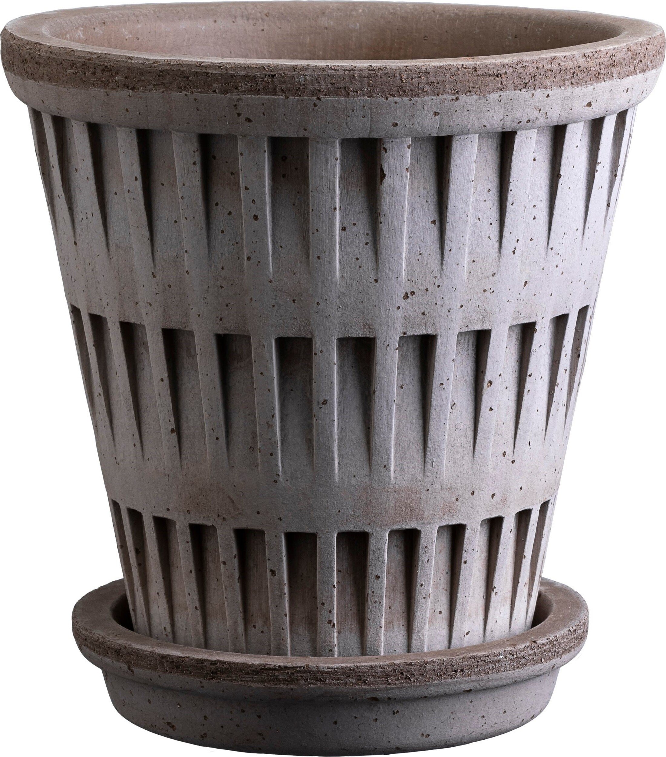 Doniczka z podstawką Pantheon 21 cm szara