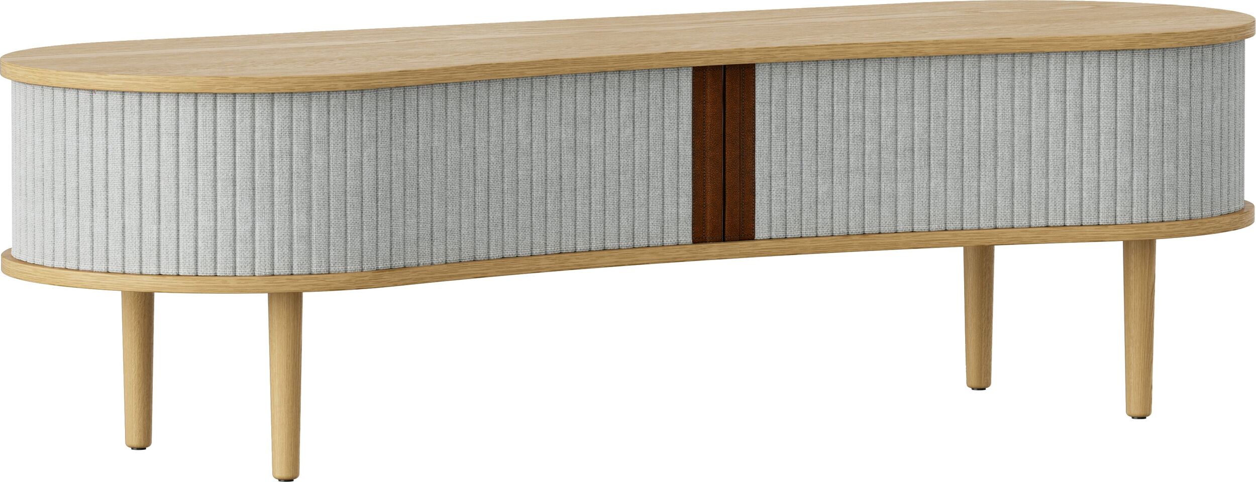 Szafka Audacious 140 cm jasnoszara na dębowych nogach