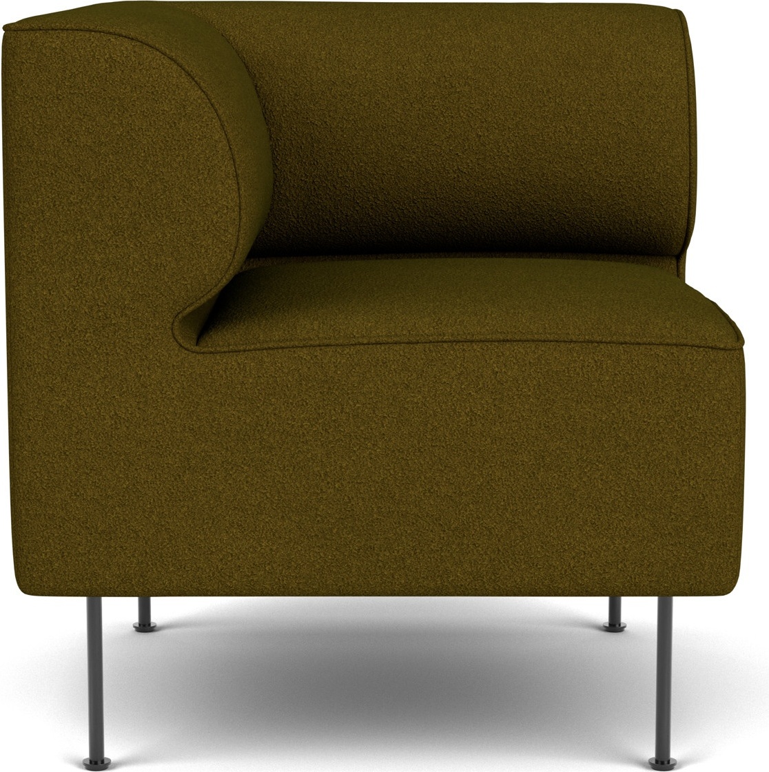 Narożnik lewostronny sofy modułowej Eave 75 x 75 cm ciemnozielony na czarnych stalowych nogach