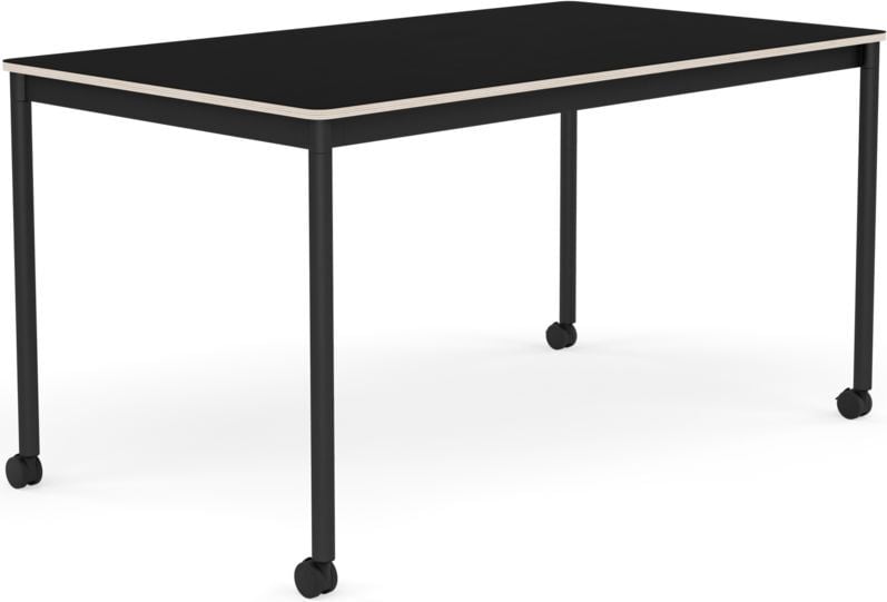 Stół na kółkach Base 80 x 140 cm czarny laminowany nogi czarne