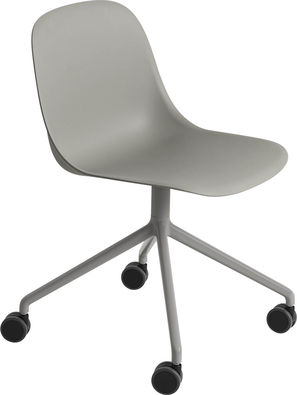 Krzesło na kółkach Fiber Swivel szare na aluminiowych nogach