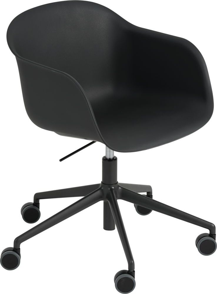 Fotel na kółkach Fiber Swivel czarny na aluminiowych nogach z regulacją wysokości
