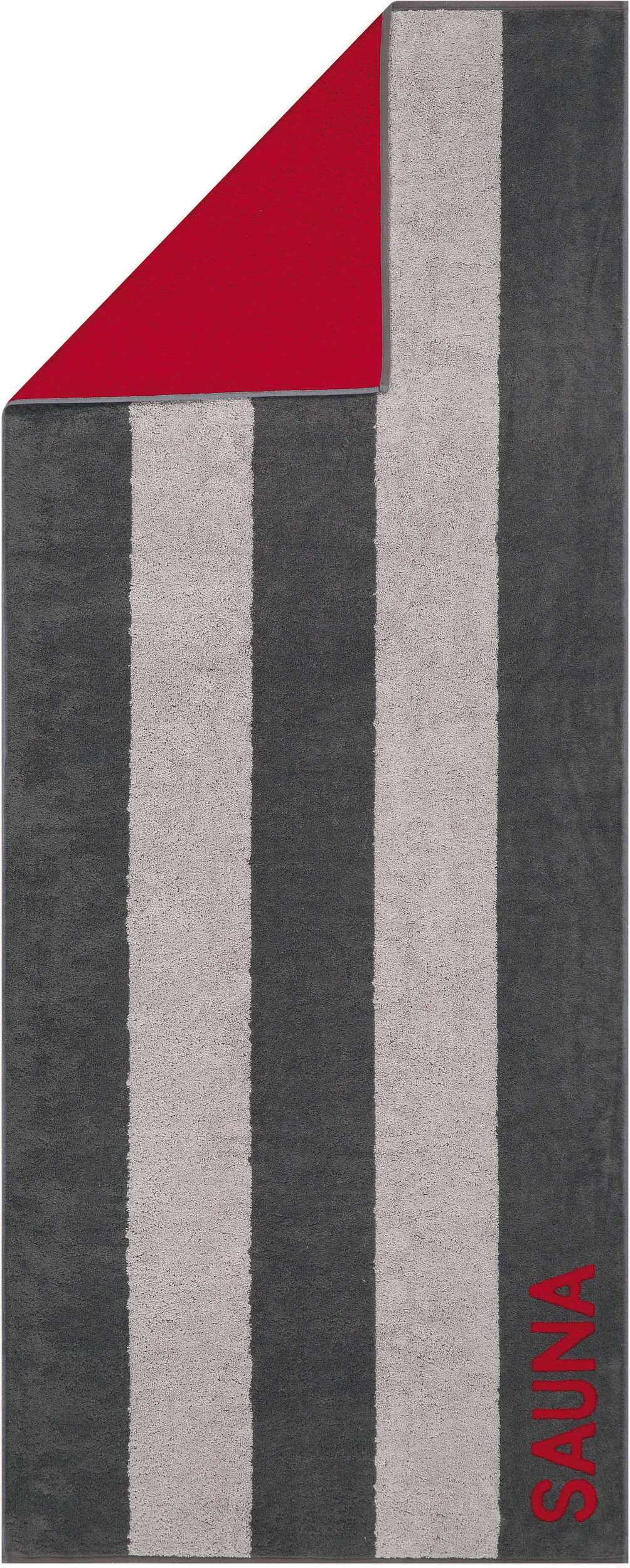 Ręcznik Sauna w pasy 80 x 200 cm antracytowo-czerwony