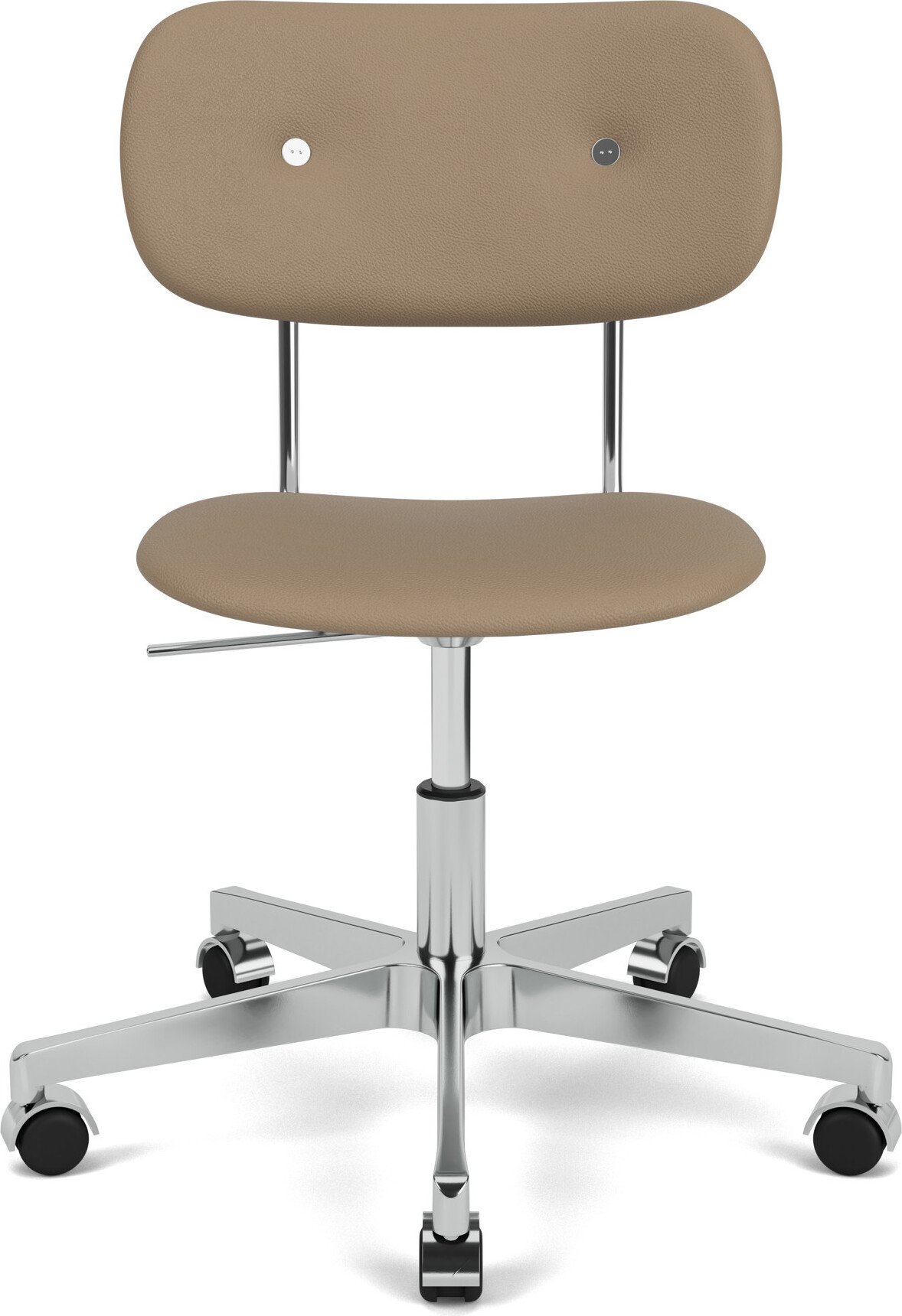 Krzesło obrotowe Co Sierra jasnobrązowe skórzane na aluminiowych nogach