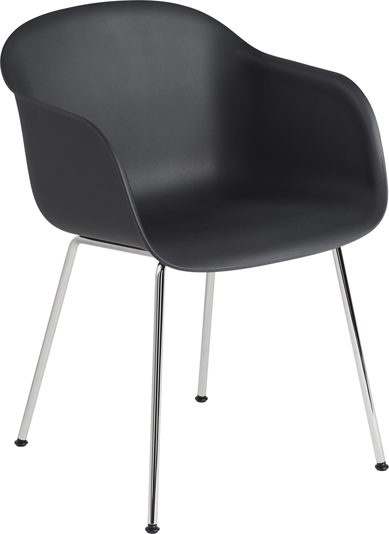 Fotel Fiber Tube czarny na chromowanych nogach