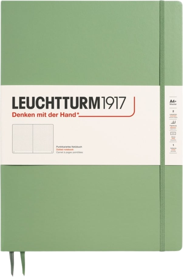 Notes w kropki w twardej oprawie Leuchtturm 1917 A4+ 123 strony szałwiowa zieleń 100 g/m²