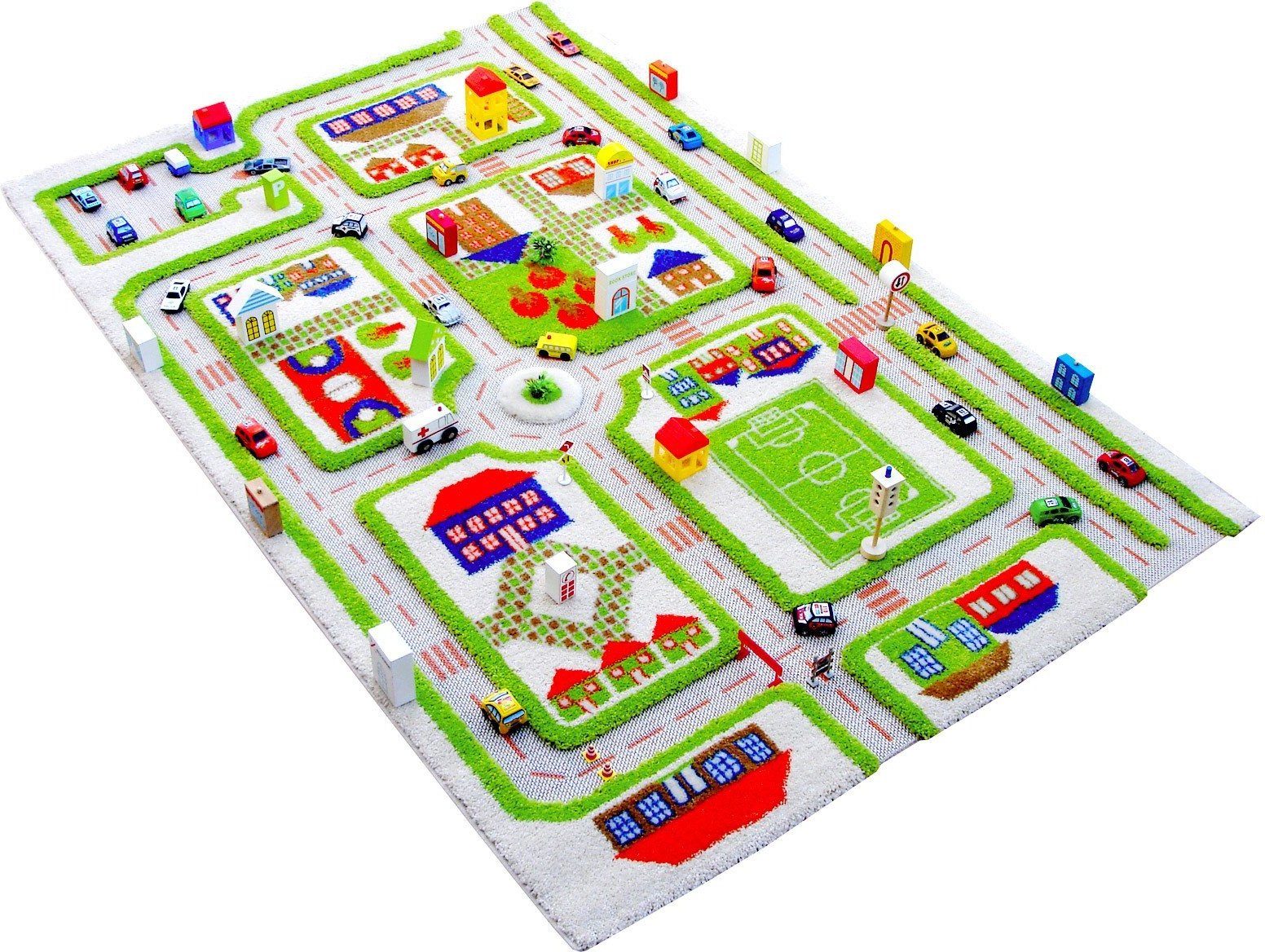 Dywan Miasto Zabaw 3D 134 x 180 cm zielony