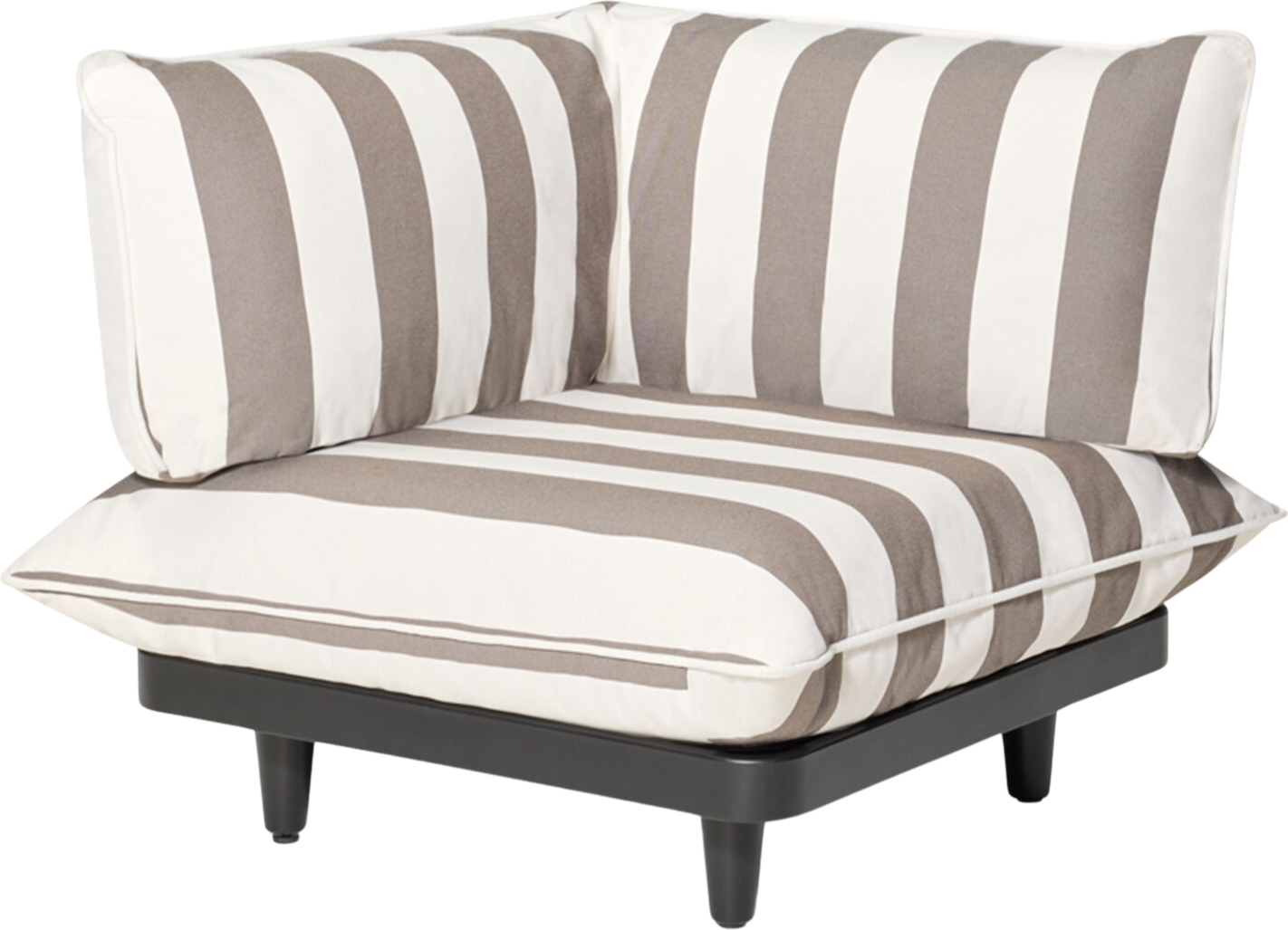 Narożnik ogrodowy prawostronny Paletti w paski brązowo-kremowy