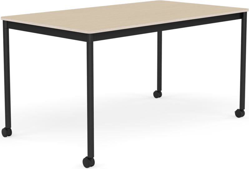 Stół na kółkach Base 80 x 140 cm okleina dąb lakierowany nogi czarne