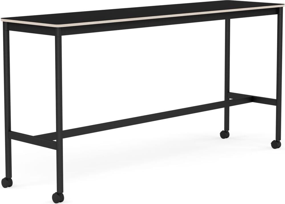 Stół na kółkach Base 50 x 190 x 95 cm czarny laminowany nogi czarne