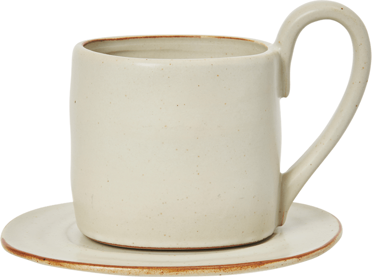 Kubek ze spodkiem Flow złamana biel 2 el.