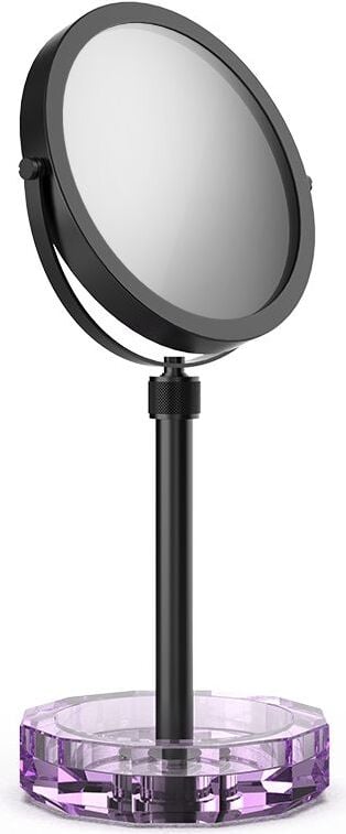 Lusterko kosmetyczne Kristall czarny mat z fioletową podstawką