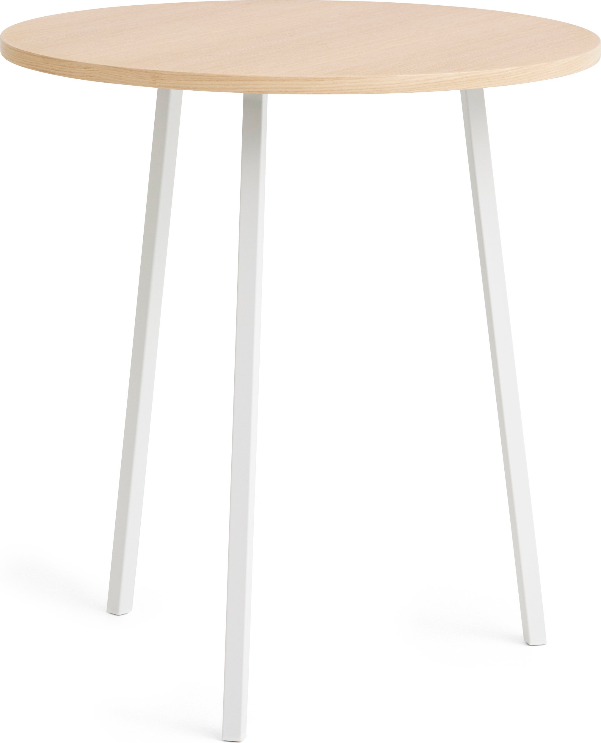 Stół Loop Stand okrągły 90 cm blat dąb lakierowany nogi białe