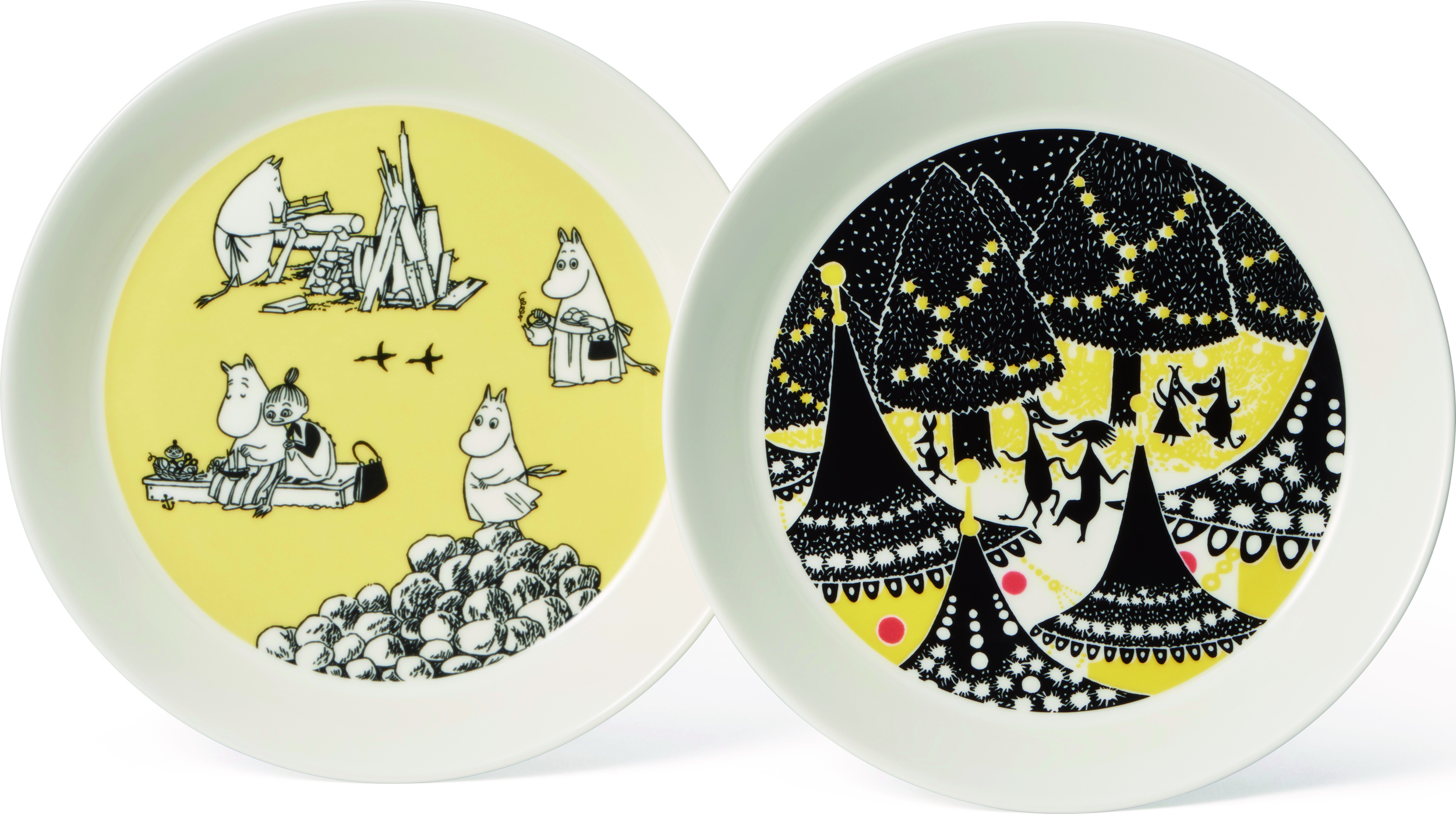 Talerze Arabia Finland Muminki Yellow & Hurray 19 cm 2 szt.